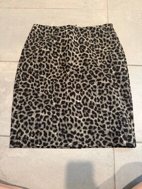CAbi Leopard Print Pencil Skirt - Black & Cream